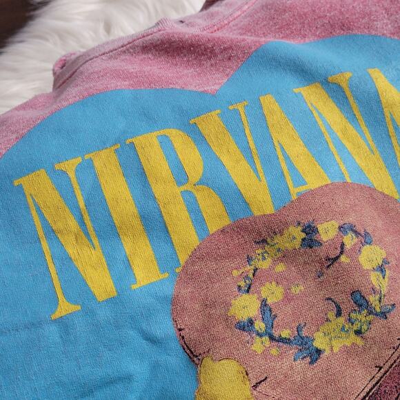 Nirvana Sz Large Sweatshirt Distressed Retro Vintage Look Heart Shaped Box RARE - Picture 4 of 5